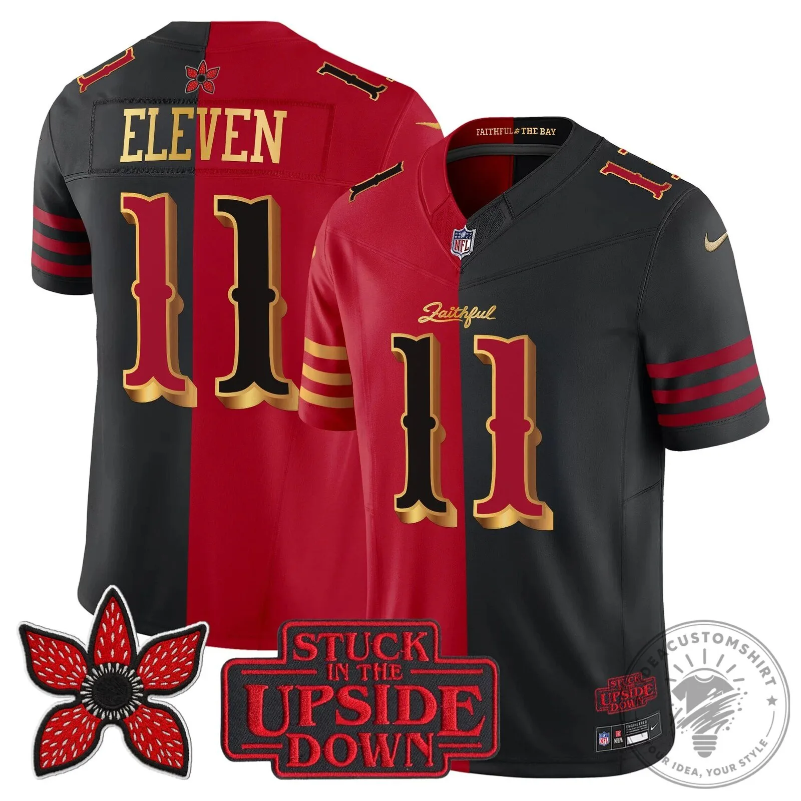 San Francisco 49ers Fred Warner Stranger Things Upside Down Football Jersey 66 San Francisco 49ers Fred Warner Stranger Things Upside Down Football Jersey