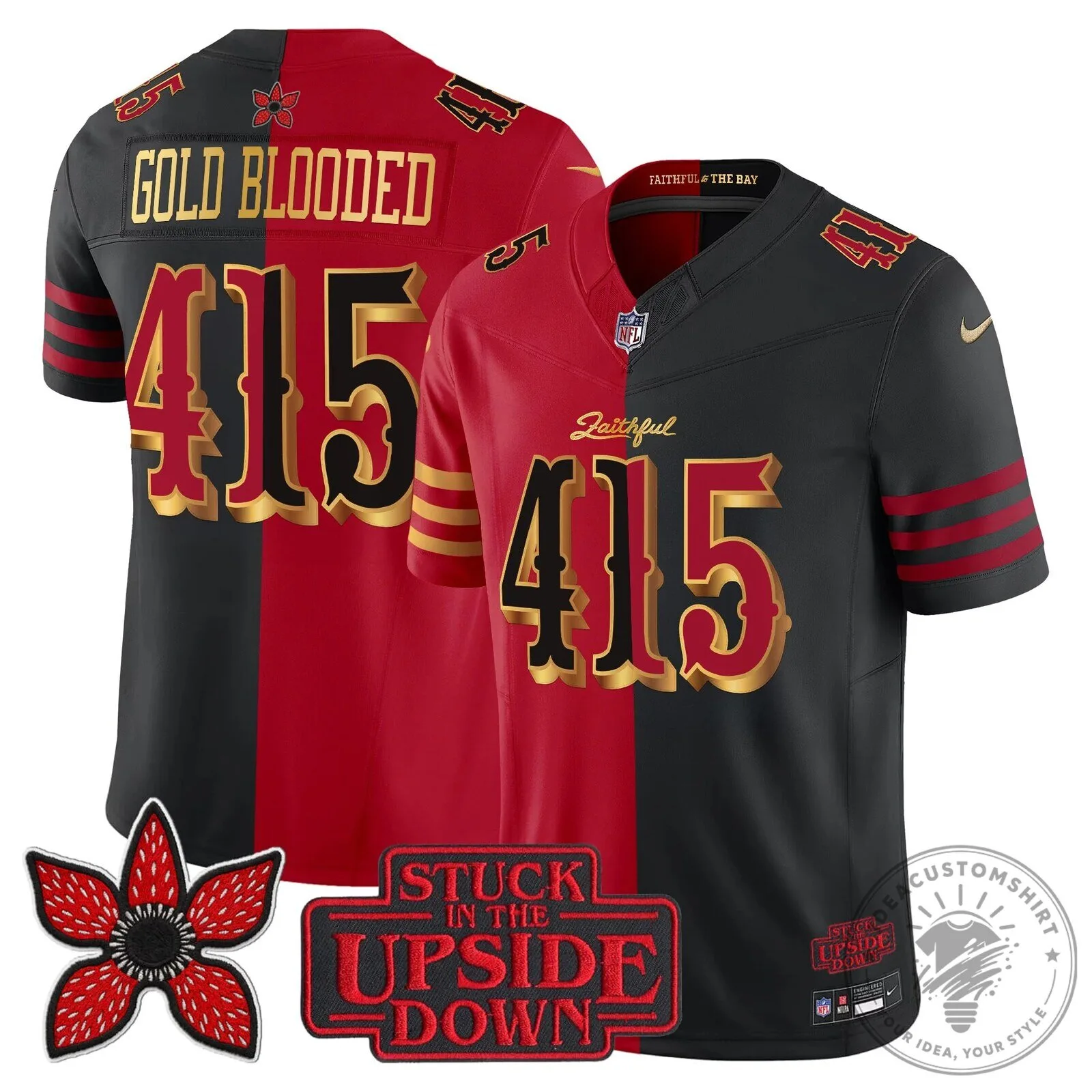 San Francisco 49ers Fred Warner Stranger Things Upside Down Football Jersey 69 San Francisco 49ers Fred Warner Stranger Things Upside Down Football Jersey