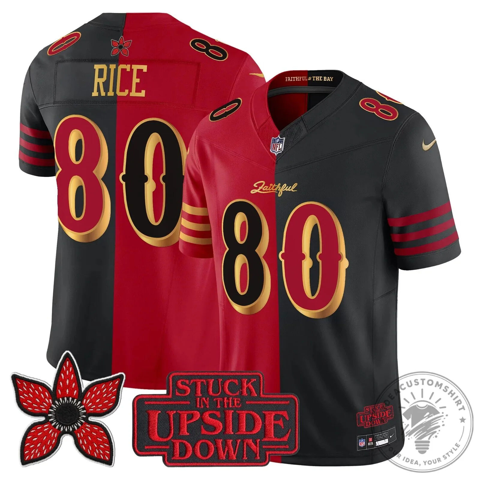 San Francisco 49ers Fred Warner Stranger Things Upside Down Football Jersey 72 San Francisco 49ers Fred Warner Stranger Things Upside Down Football Jersey