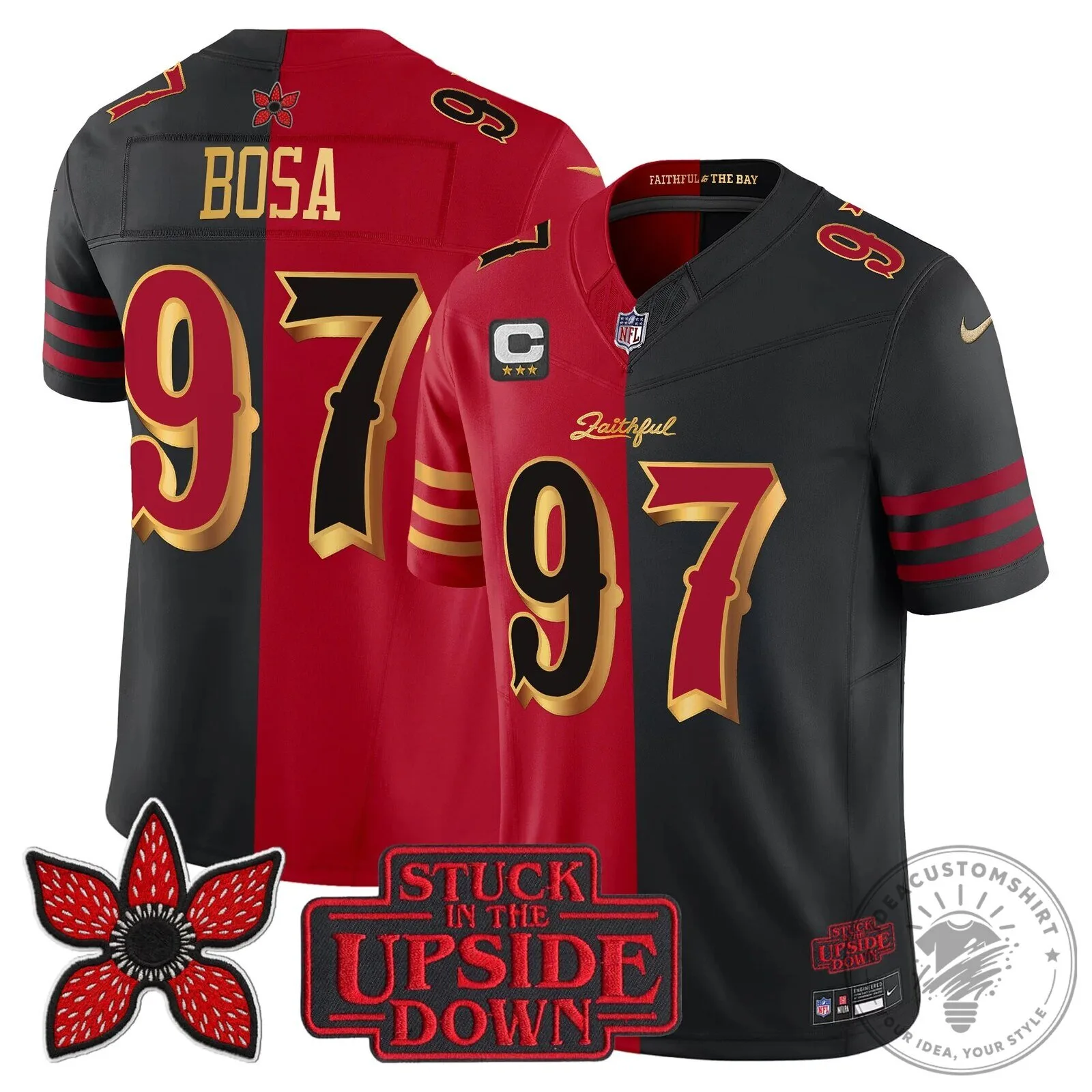 San Francisco 49ers Fred Warner Stranger Things Upside Down Football Jersey 73 San Francisco 49ers Fred Warner Stranger Things Upside Down Football Jersey