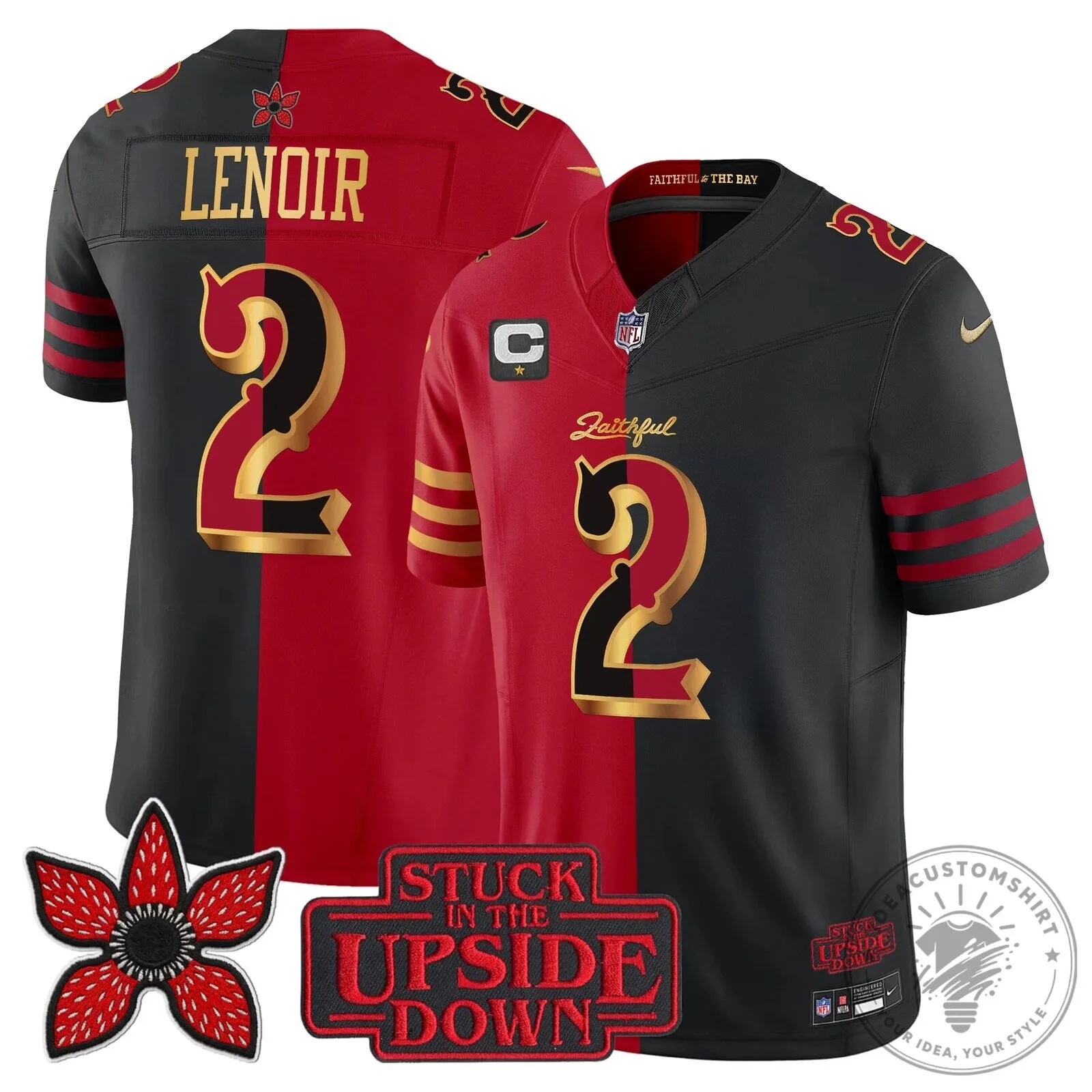 San Francisco 49ers Fred Warner Stranger Things Upside Down Football Jersey 74 San Francisco 49ers Fred Warner Stranger Things Upside Down Football Jersey