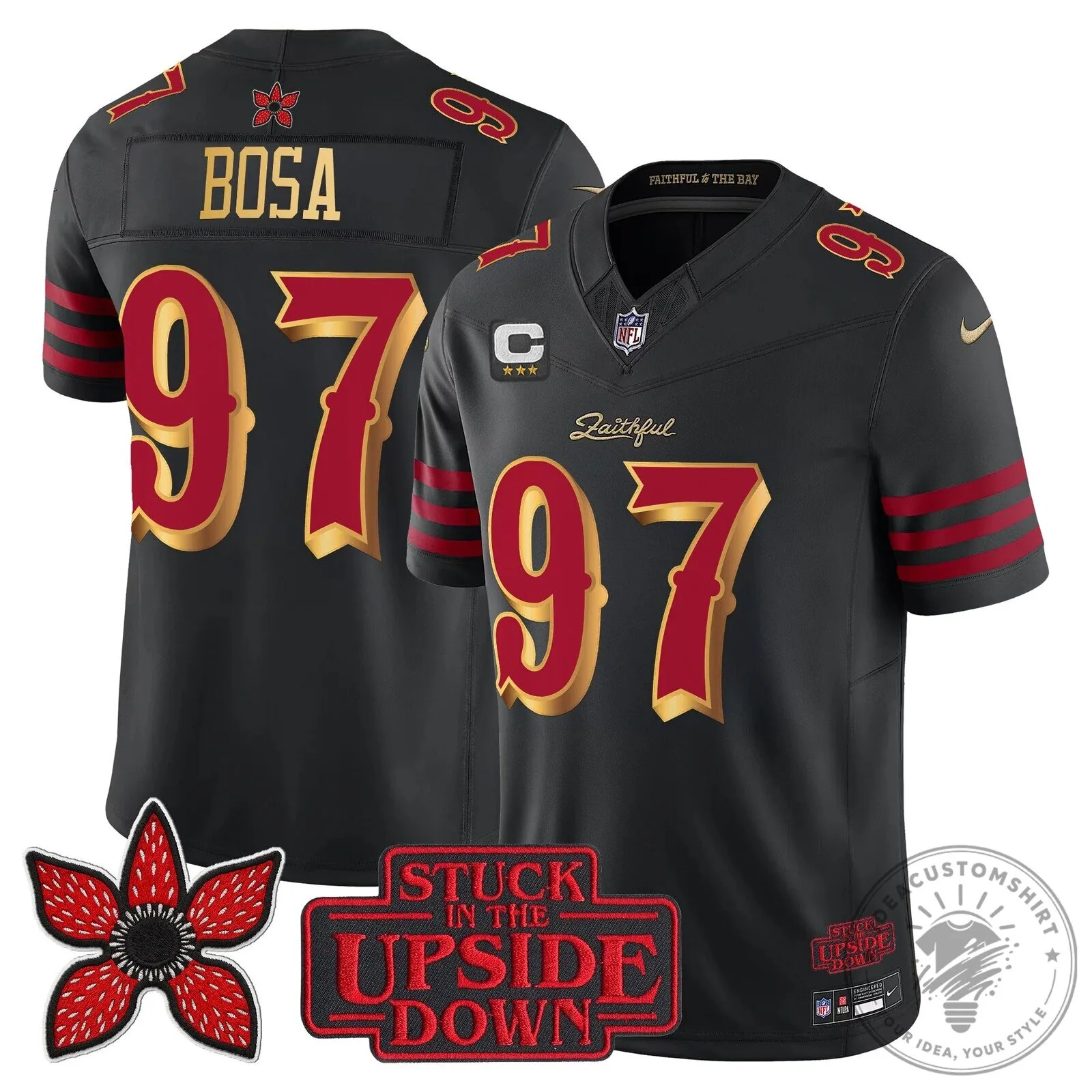 San Francisco 49ers Fred Warner Stranger Things Upside Down Football Jersey 85 San Francisco 49ers Fred Warner Stranger Things Upside Down Football Jersey