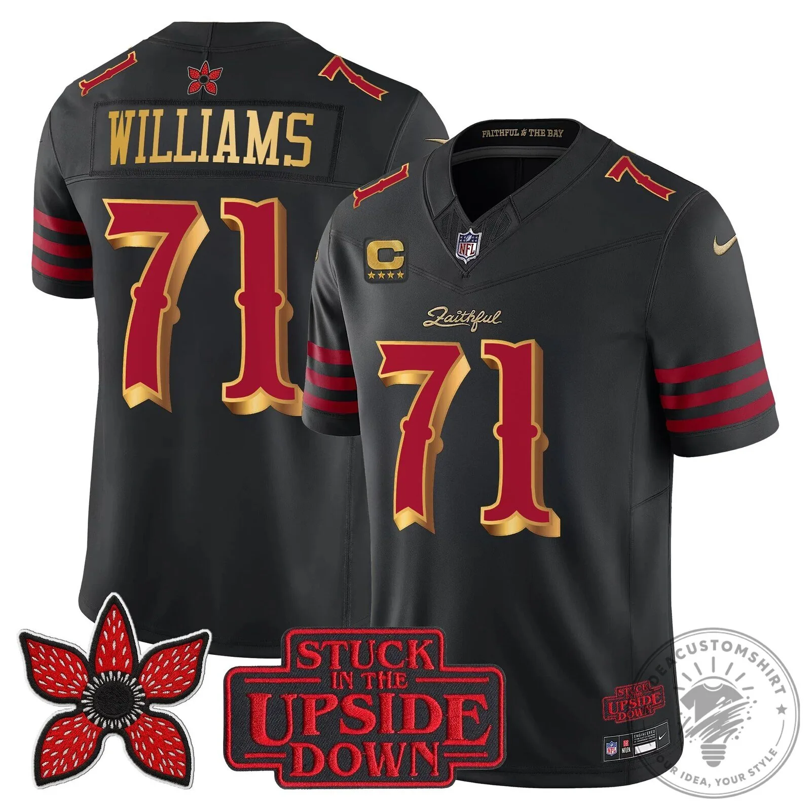 San Francisco 49ers Fred Warner Stranger Things Upside Down Football Jersey 87 San Francisco 49ers Fred Warner Stranger Things Upside Down Football Jersey