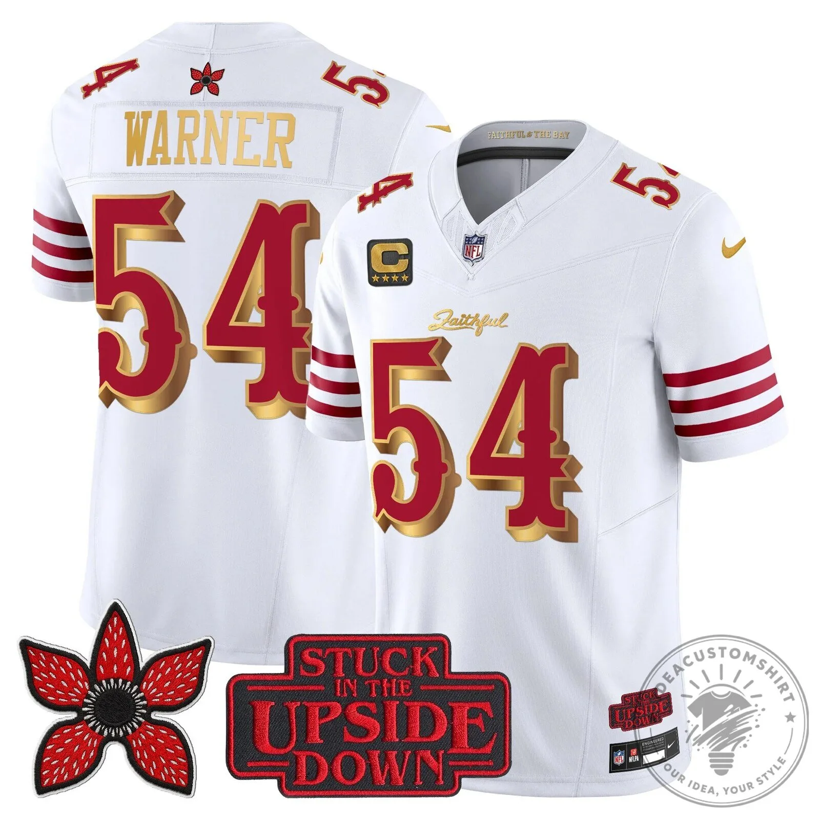 San Francisco 49ers Fred Warner Stranger Things Upside Down Football Jersey 88 San Francisco 49ers Fred Warner Stranger Things Upside Down Football Jersey