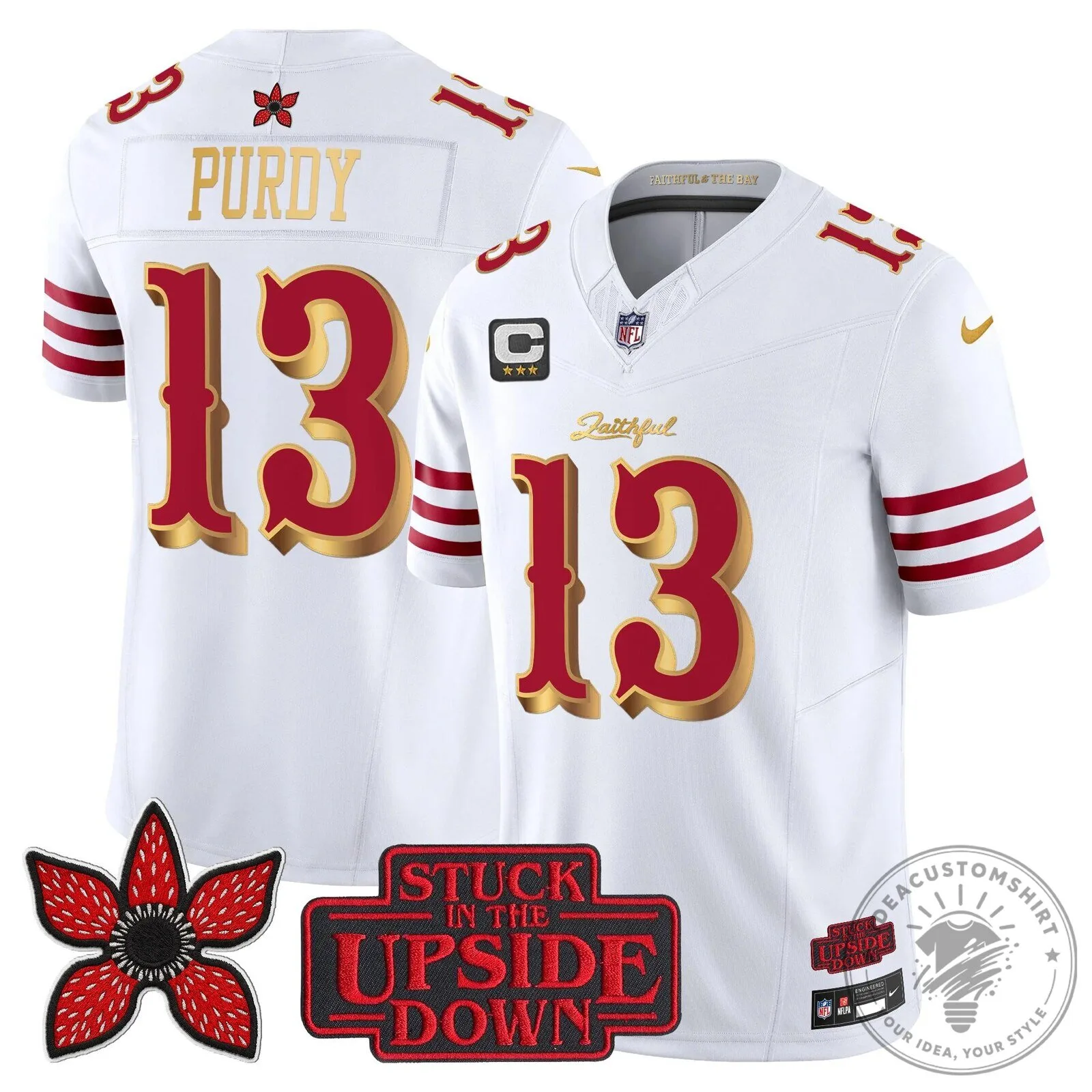 San Francisco 49ers Fred Warner Stranger Things Upside Down Football Jersey 89 San Francisco 49ers Fred Warner Stranger Things Upside Down Football Jersey