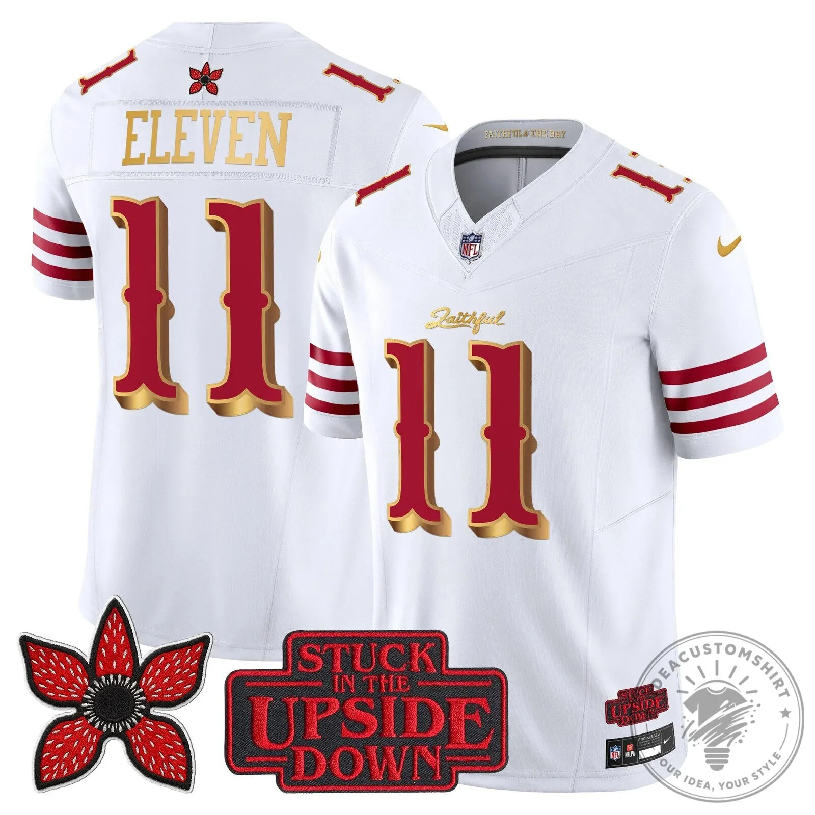 San Francisco 49ers Fred Warner Stranger Things Upside Down Football Jersey 90 San Francisco 49ers Fred Warner Stranger Things Upside Down Football Jersey
