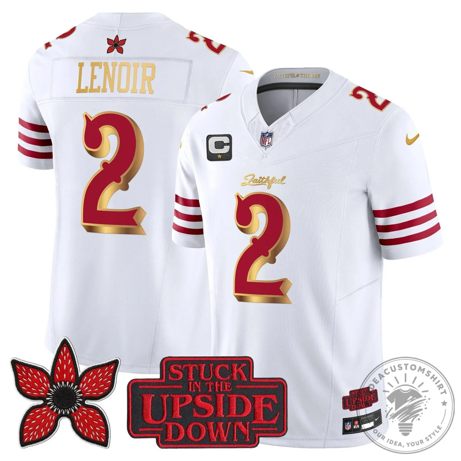 San Francisco 49ers Fred Warner Stranger Things Upside Down Football Jersey 98 San Francisco 49ers Fred Warner Stranger Things Upside Down Football Jersey
