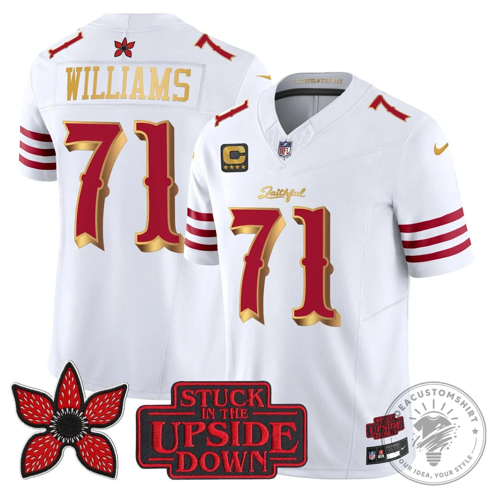 San Francisco 49ers Fred Warner Stranger Things Upside Down Football Jersey 99 San Francisco 49ers Fred Warner Stranger Things Upside Down Football Jersey