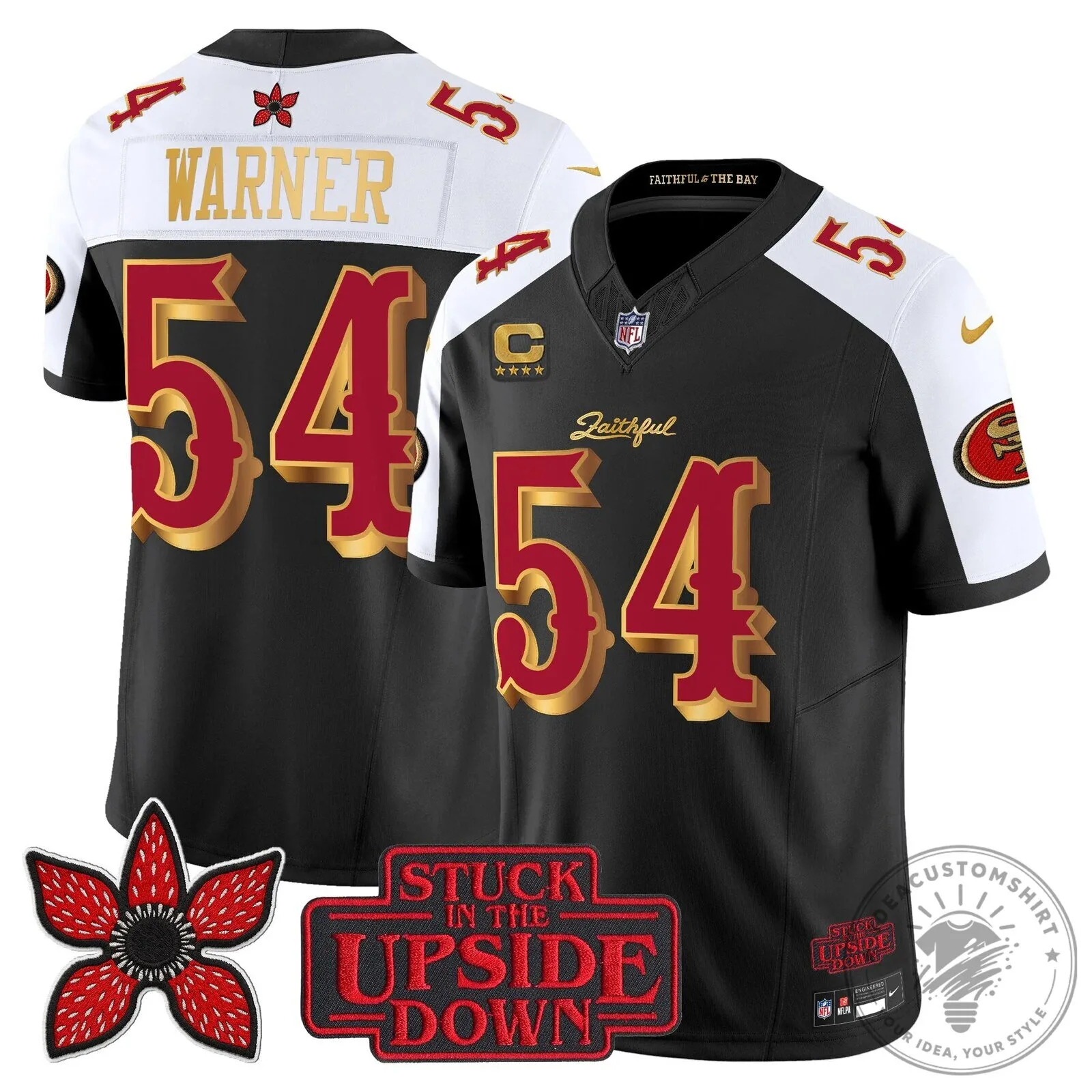 San Francisco 49ers Fred Warner Stranger Things Upside Down Football Jersey 112 San Francisco 49ers Fred Warner Stranger Things Upside Down Football Jersey