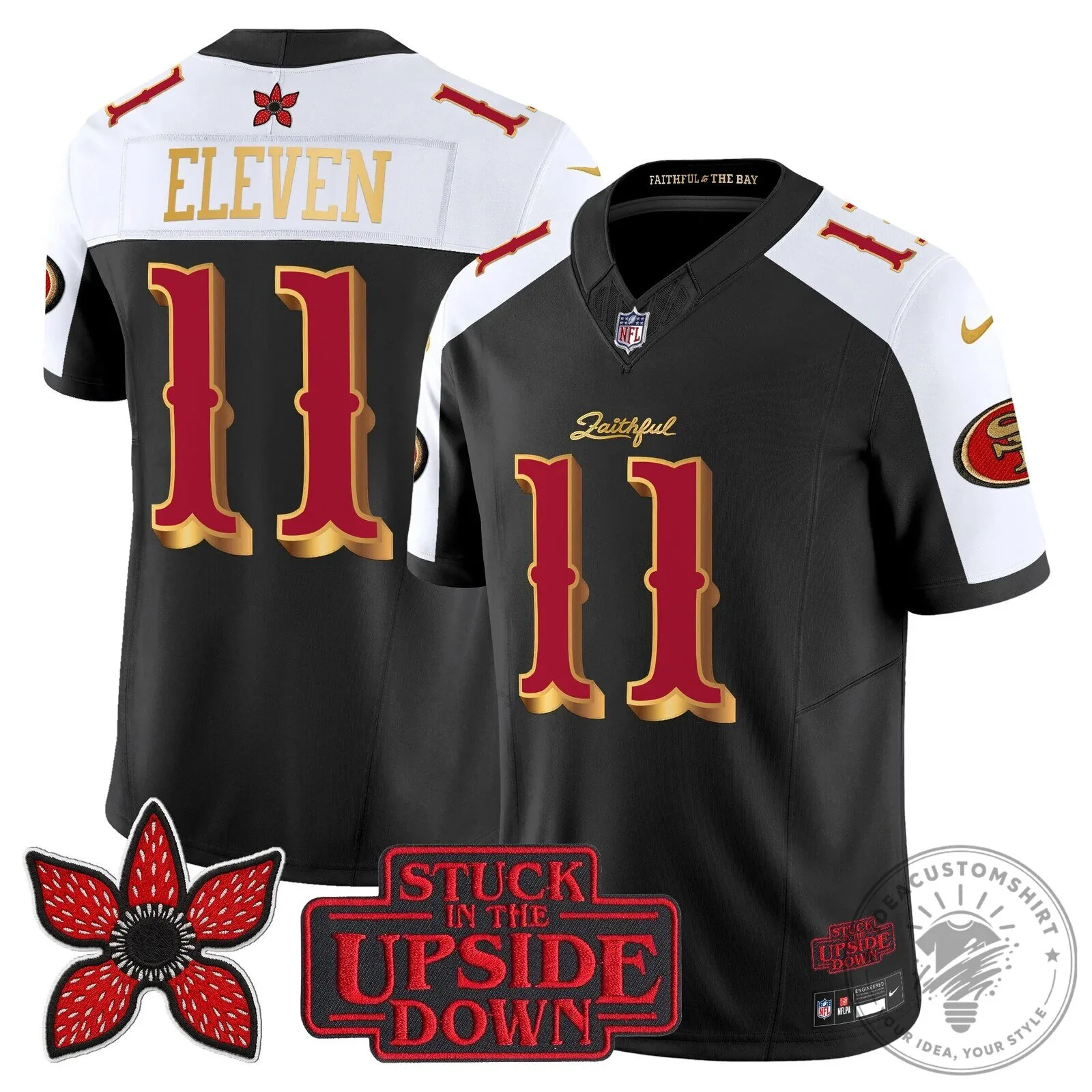 San Francisco 49ers Fred Warner Stranger Things Upside Down Football Jersey 114 San Francisco 49ers Fred Warner Stranger Things Upside Down Football Jersey