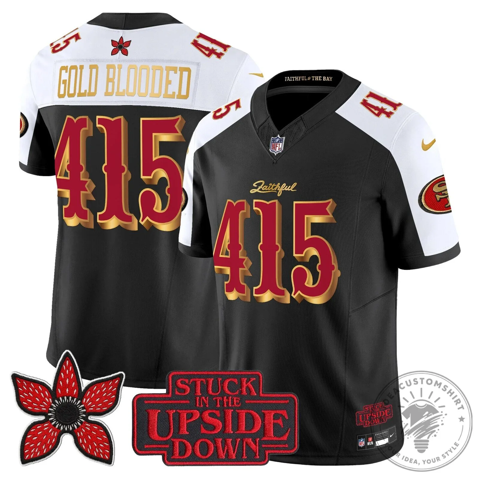 San Francisco 49ers Fred Warner Stranger Things Upside Down Football Jersey 117 San Francisco 49ers Fred Warner Stranger Things Upside Down Football Jersey