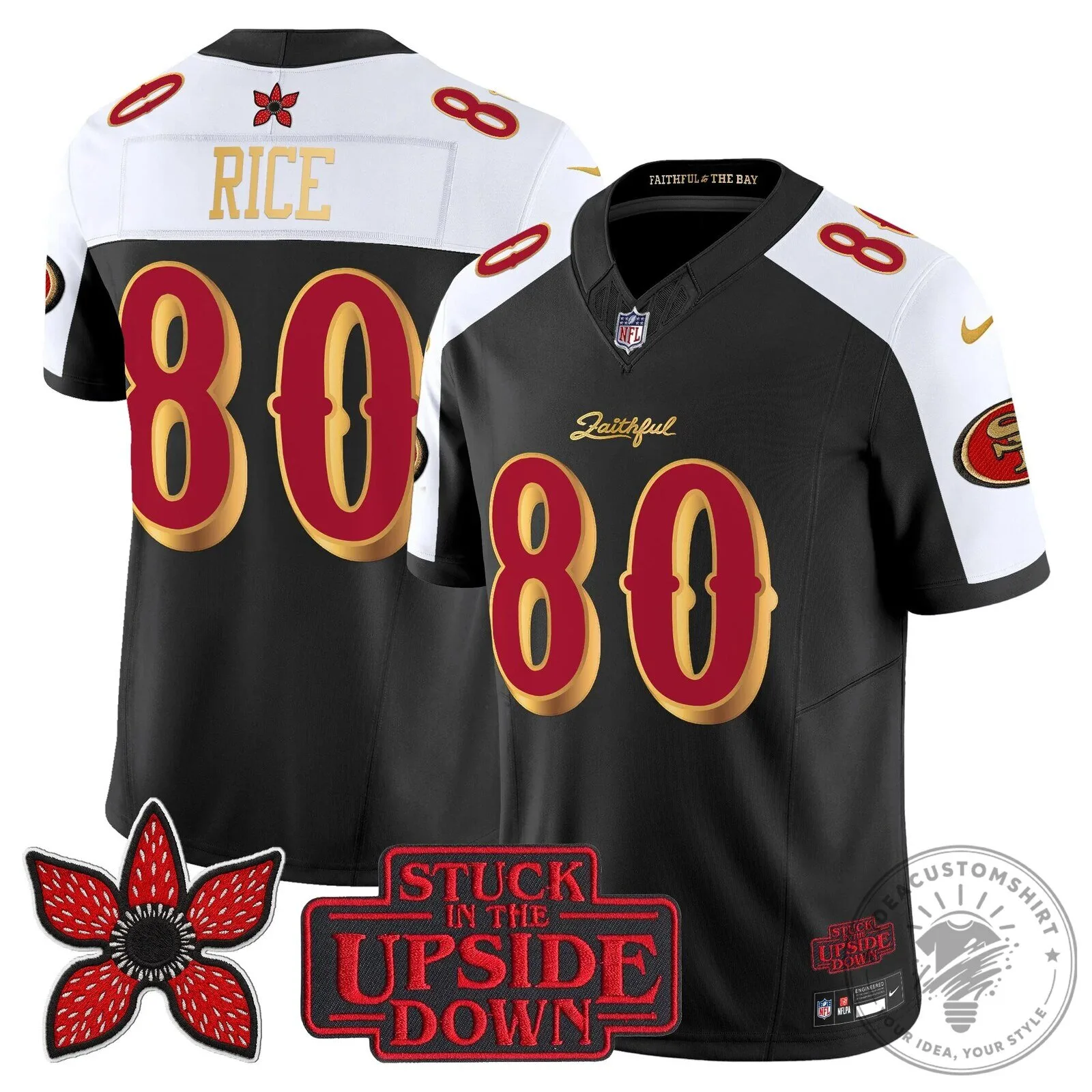 San Francisco 49ers Fred Warner Stranger Things Upside Down Football Jersey 120 San Francisco 49ers Fred Warner Stranger Things Upside Down Football Jersey
