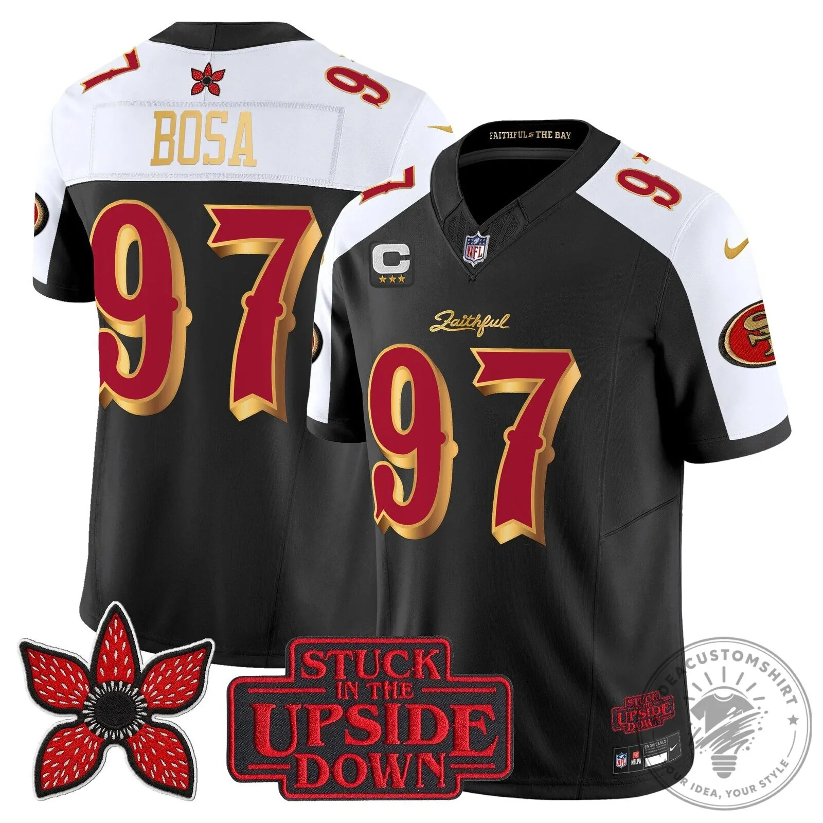 San Francisco 49ers Fred Warner Stranger Things Upside Down Football Jersey 121 San Francisco 49ers Fred Warner Stranger Things Upside Down Football Jersey