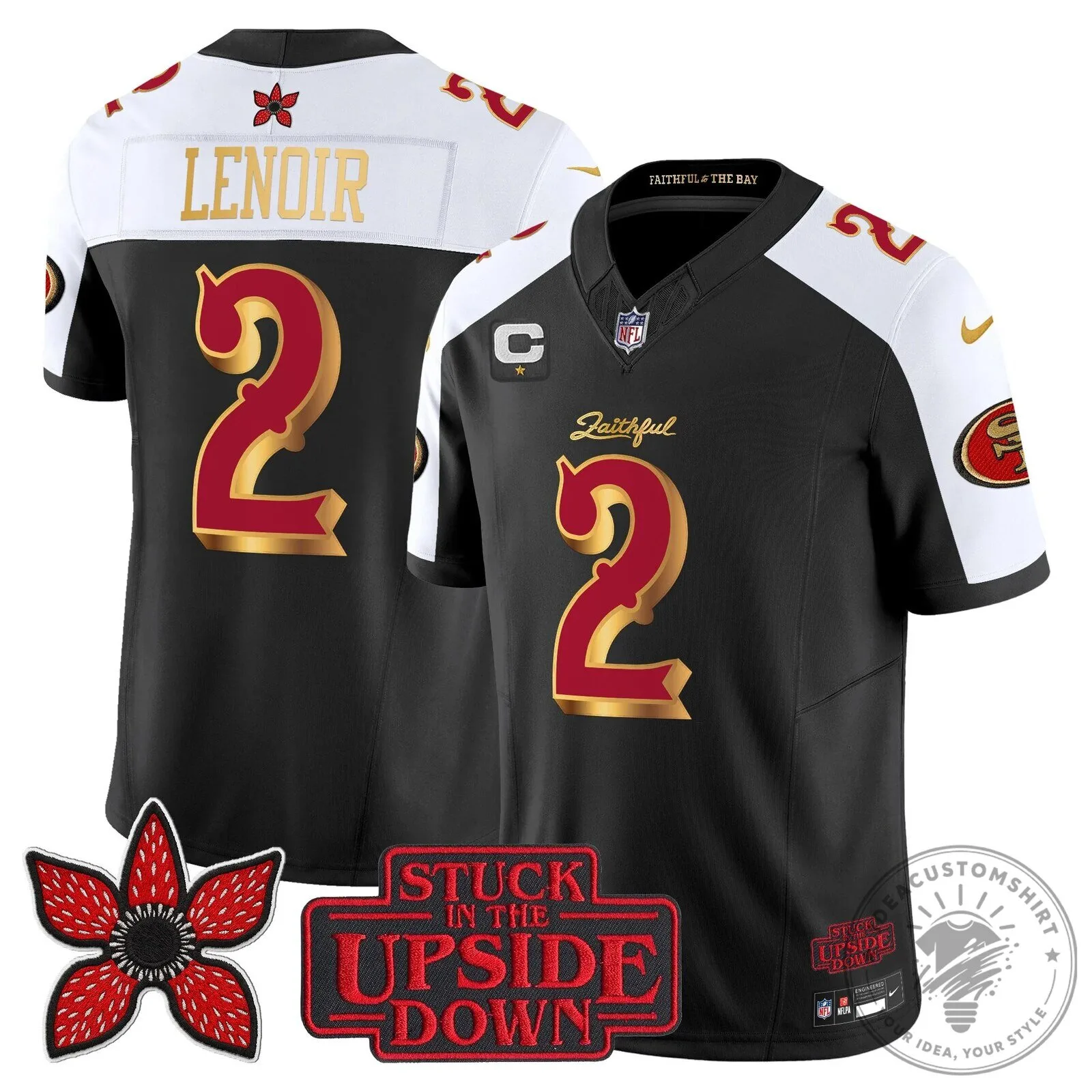 San Francisco 49ers Fred Warner Stranger Things Upside Down Football Jersey 122 San Francisco 49ers Fred Warner Stranger Things Upside Down Football Jersey