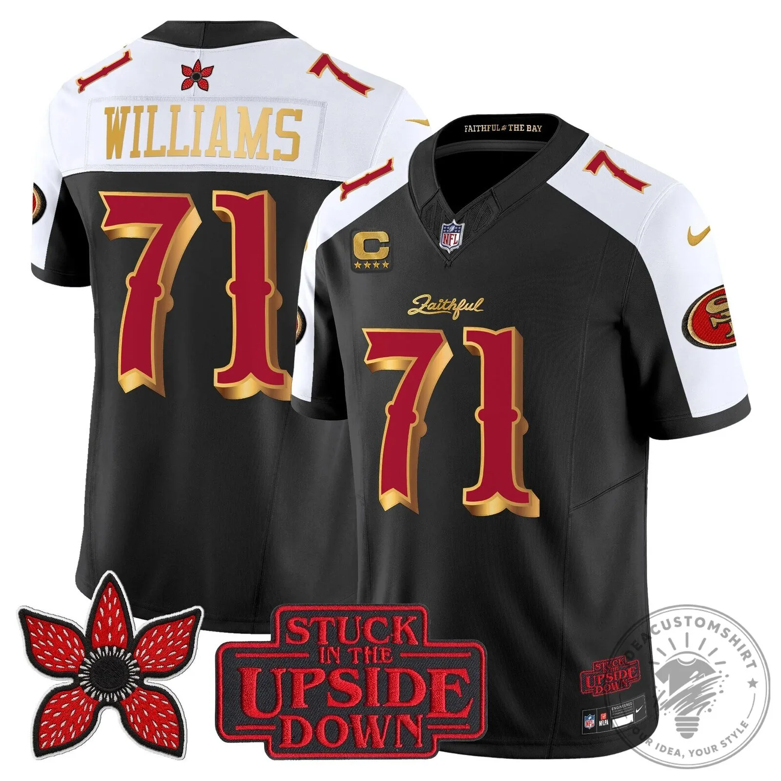 San Francisco 49ers Fred Warner Stranger Things Upside Down Football Jersey 123 San Francisco 49ers Fred Warner Stranger Things Upside Down Football Jersey