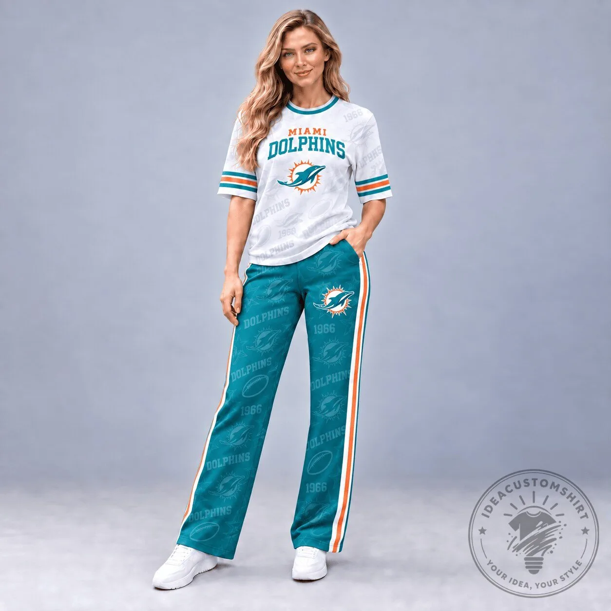 Miami Dolphins National Football League Womens White and Teal Apparel Set
