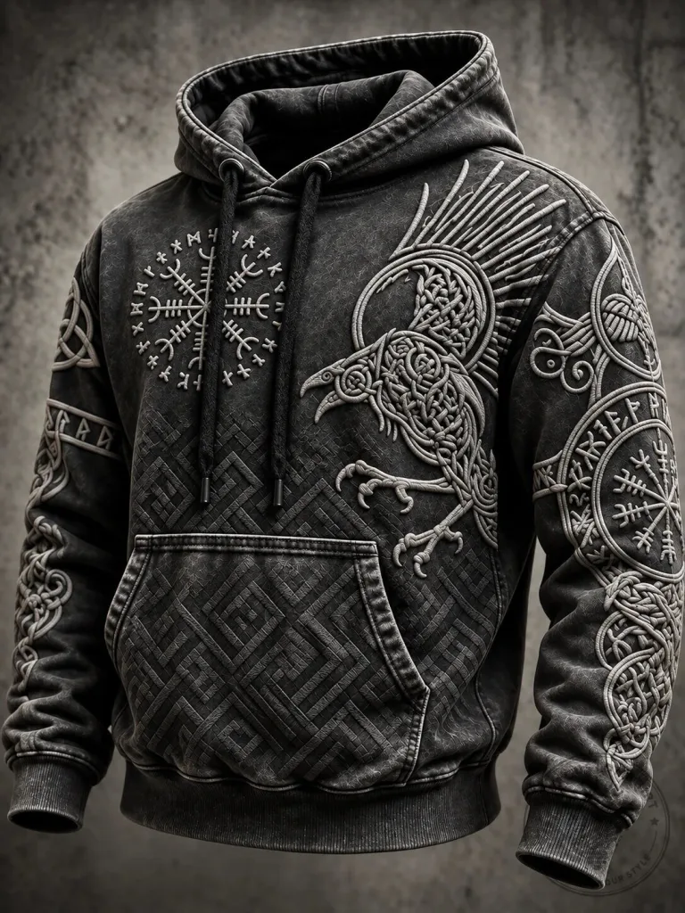 Vintage Viking Totem Raven Norse Mythology Rune Symbol Hoodie 15 Vintage Viking Totem Raven Norse Mythology Rune Symbol Hoodie