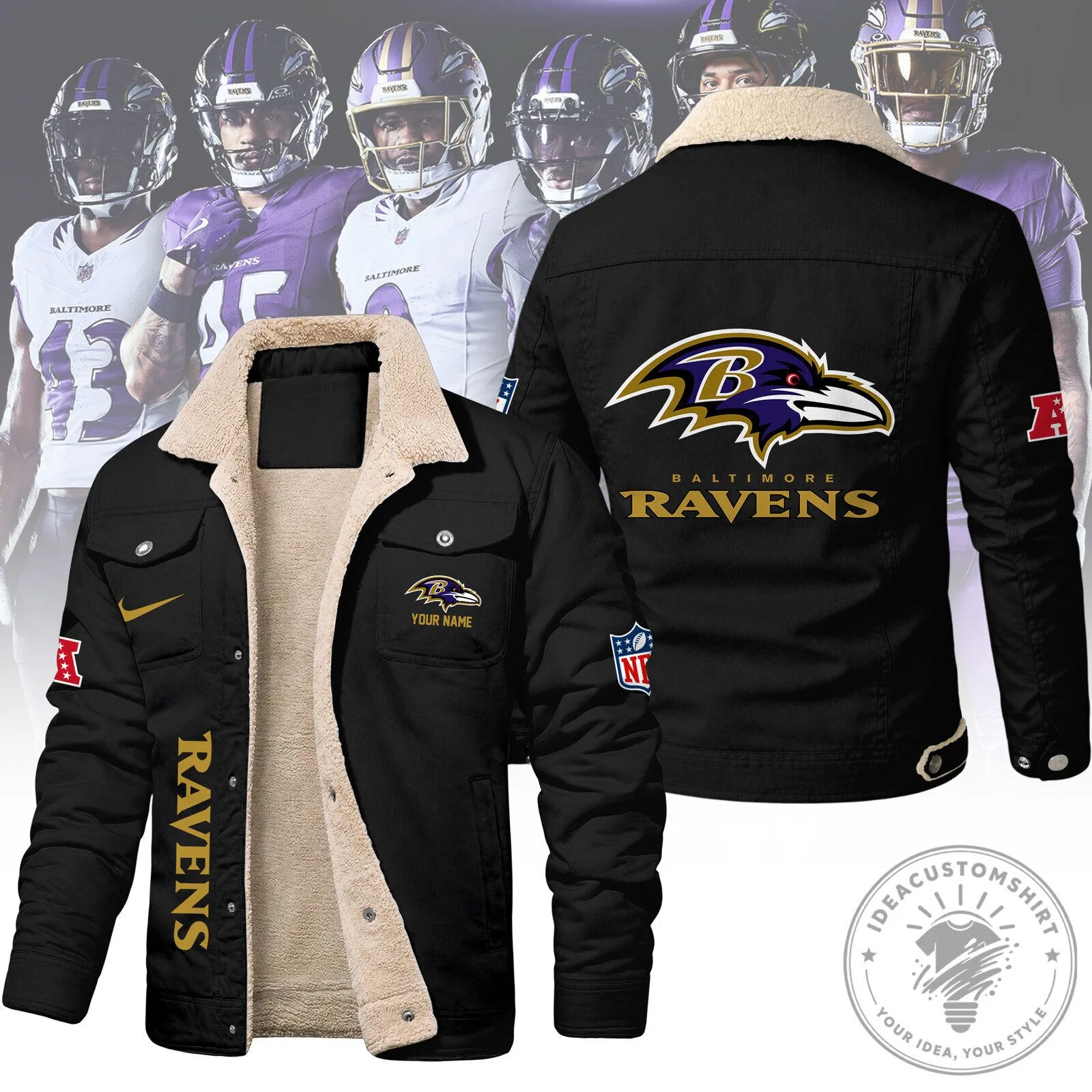 Baltimore Ravens NFL Football Team Winter Fleece Jacket