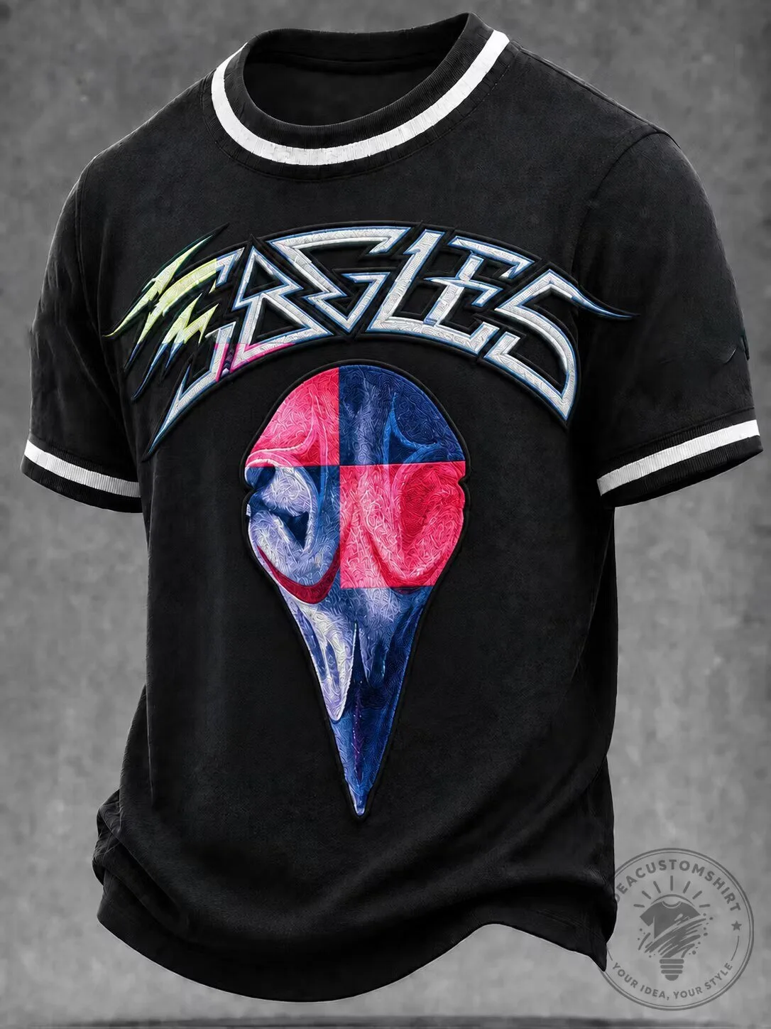 The Eagles Band Logo Black Washed Graphic Print T-Shirt