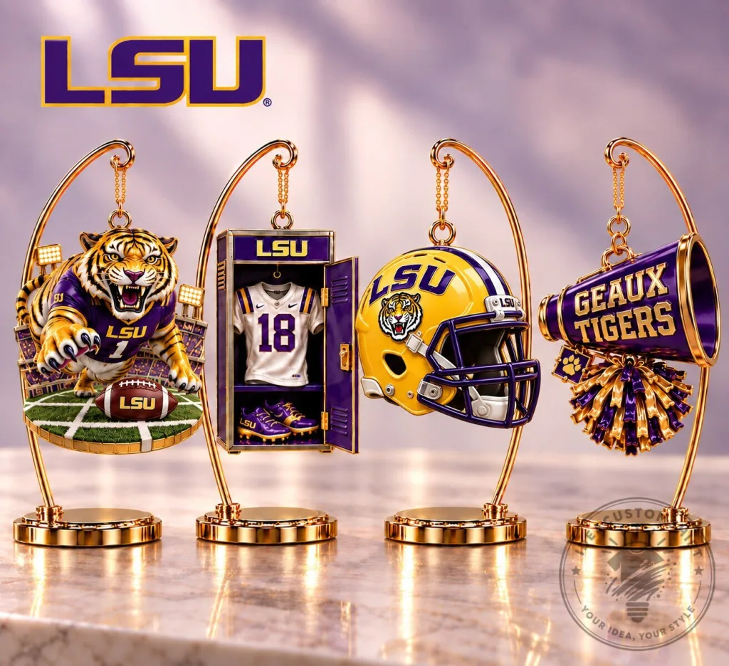 Louisiana State University Tigers Football Team Hanging Ornament Display Stand Louisiana State University Tigers Football Team Hanging Ornament Display Stand