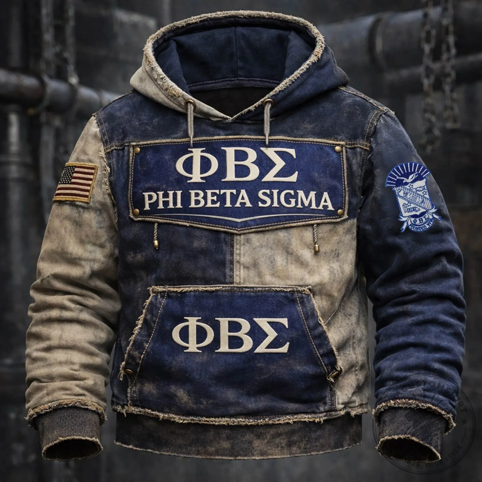 Phi Beta Sigma Fraternity Blue Denim Style Hoodie 4 Phi Beta Sigma Fraternity Blue Denim Style Hoodie