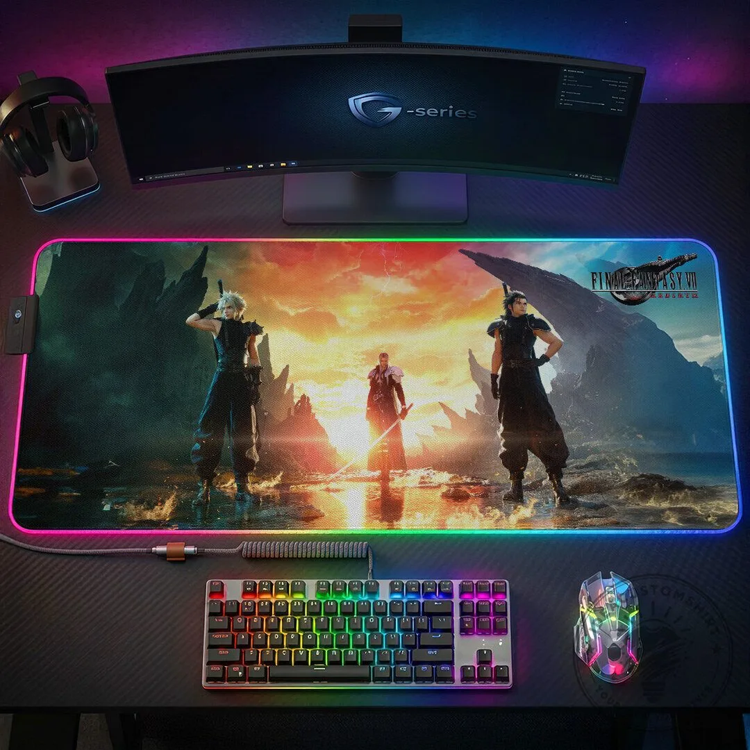 Final Fantasy VII Gaming Desk Mat, Custom RGB LED Mouse Pad