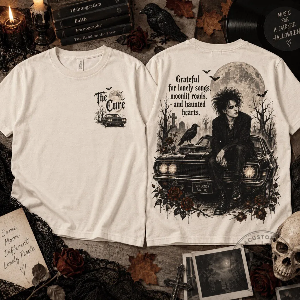 The Cure Robert Smith Moonlit Gothic Rock Band T-Shirt The Cure Robert Smith Moonlit Gothic Rock Band T-Shirt