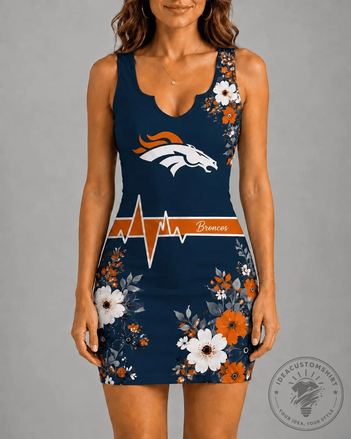 Denver Broncos National Football League Floral Pattern Sleeveless Dress