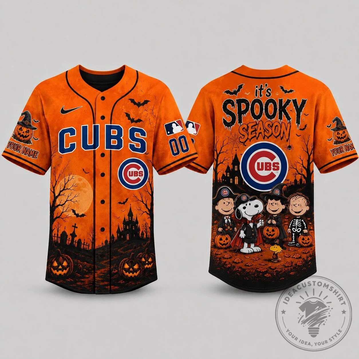 Chicago Cubs Baseball Snoopy Halloween Spooky Season Custom Baseball Jersey