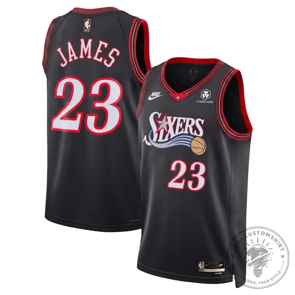 Black Stitched Basketball Jersey of LeBron James for Philadelphia 76ers Black Stitched Basketball Jersey of LeBron James for Philadelphia 76ers