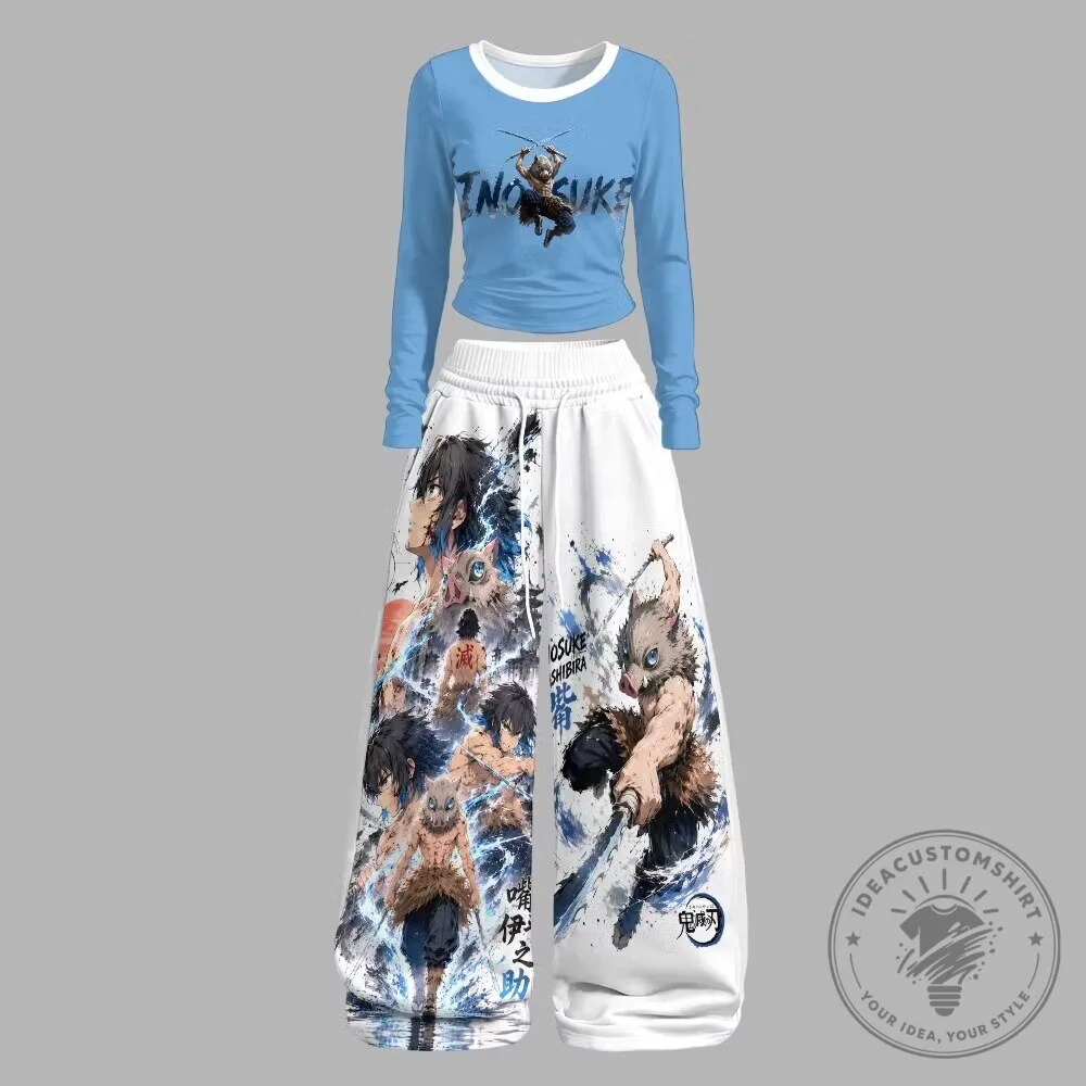 Inosuke Hashibira Anime Long Sleeve Shirt and Pants Set from Demon Slayer