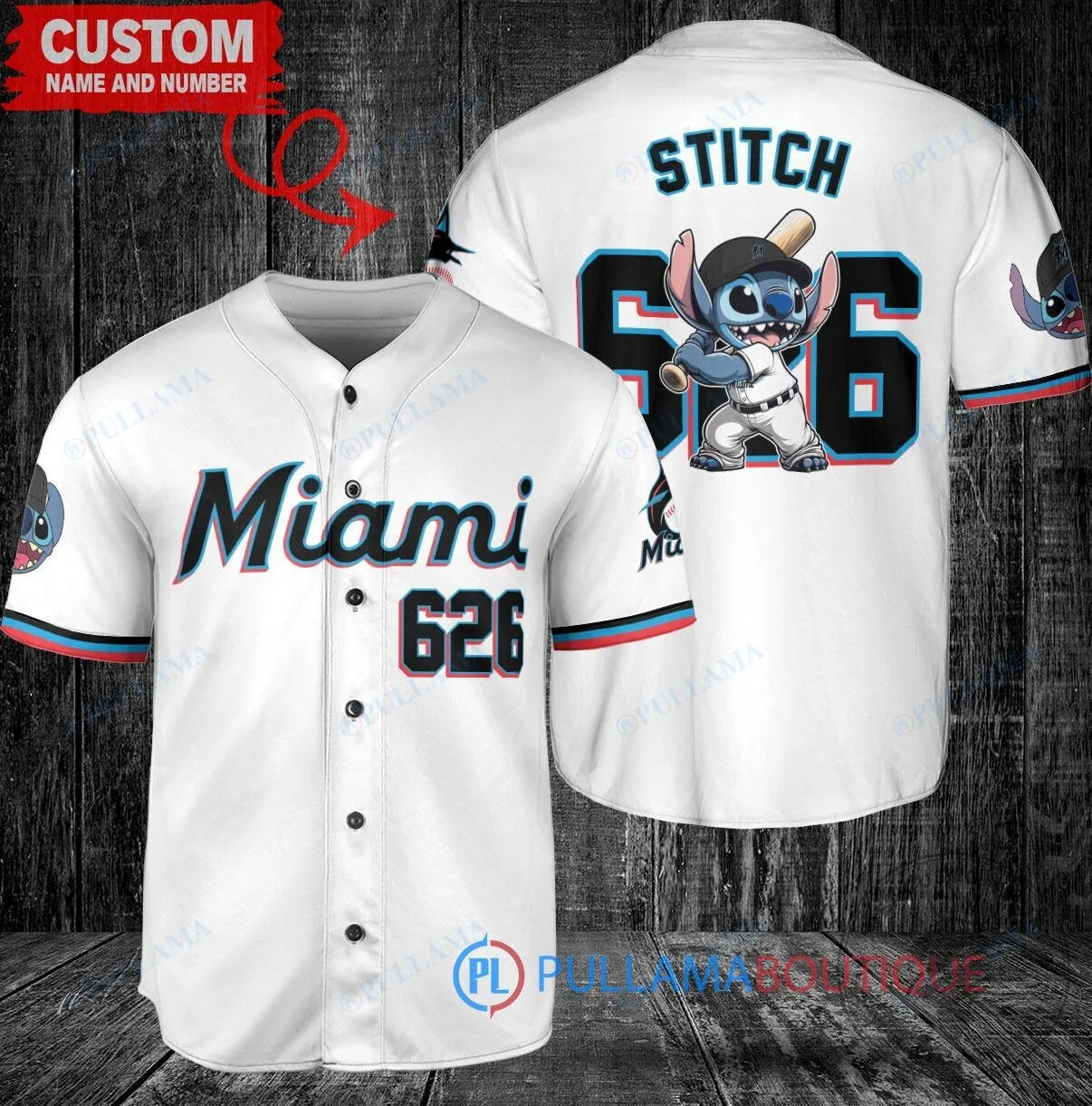 Miami Marlins Baseball Lilo and Stitch World Series Trophy Custom Baseball Jersey