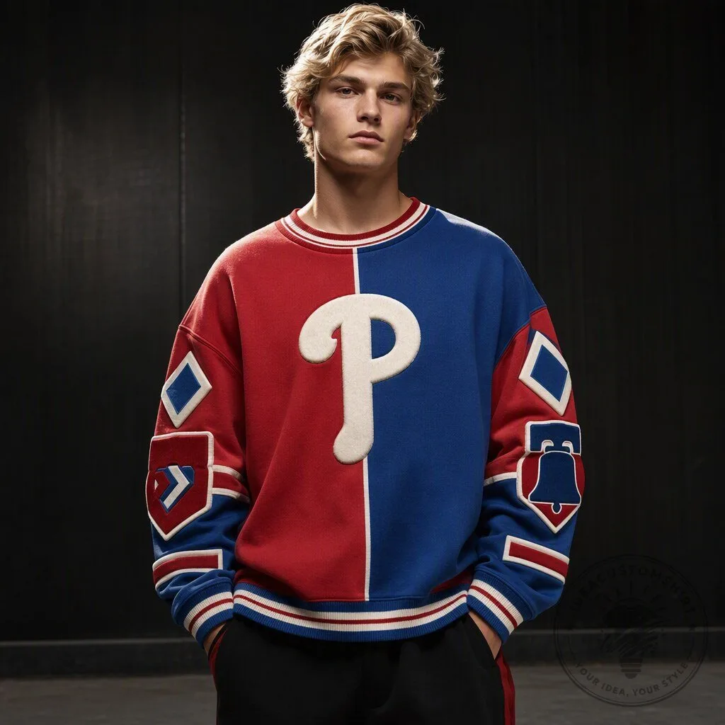 Philadelphia Phillies Split Color Block Crewneck Sweatshirt