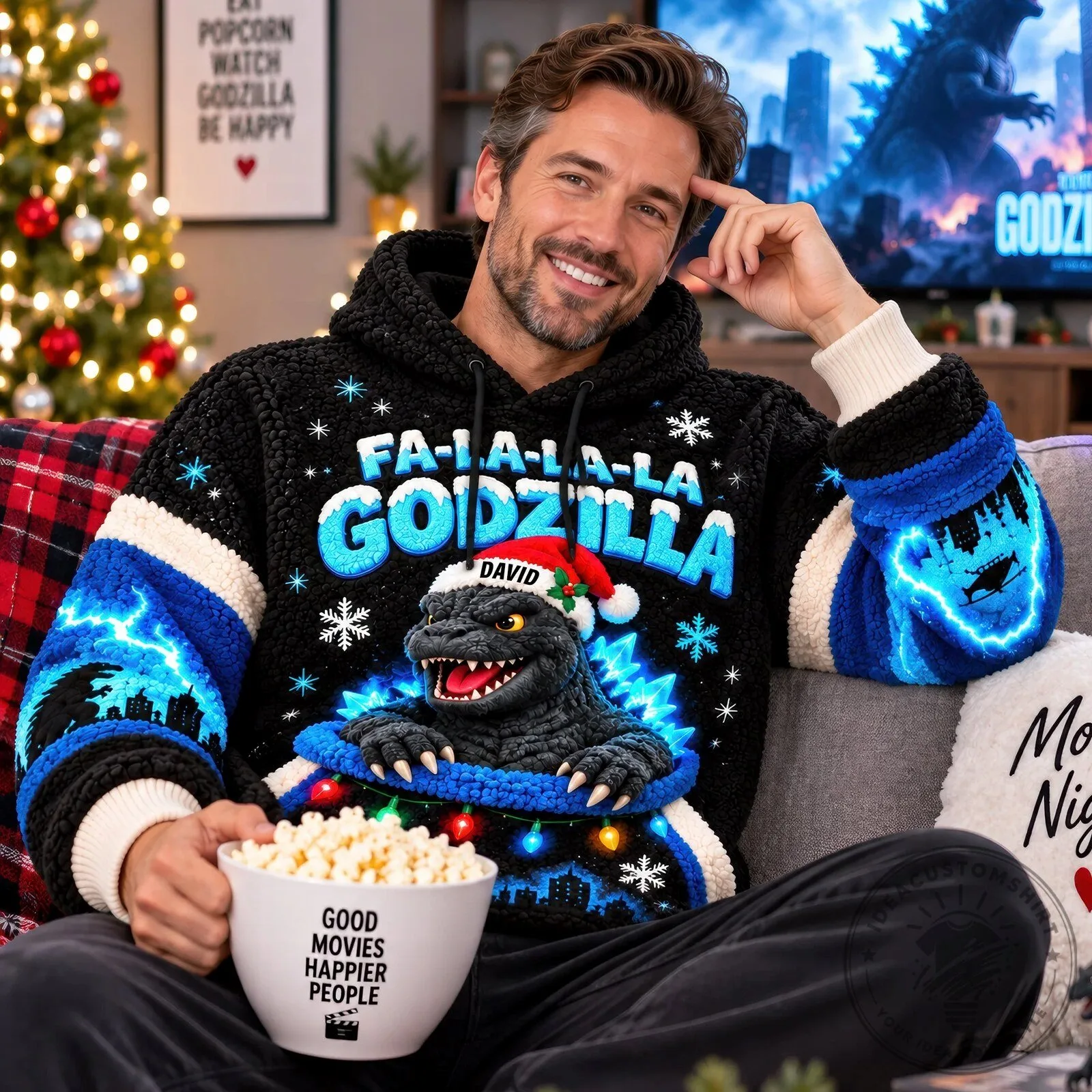 Fa-La-La-La Godzilla Christmas Holiday Personalized Ugly Sweater 10 Fa-La-La-La Godzilla Christmas Holiday Personalized Ugly Sweater