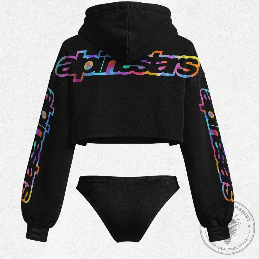 Alpinestars Rainbow Logo Cropped Hoodie and Thong Set for Women Alpinestars Rainbow Logo Cropped Hoodie and Thong Set for Women
