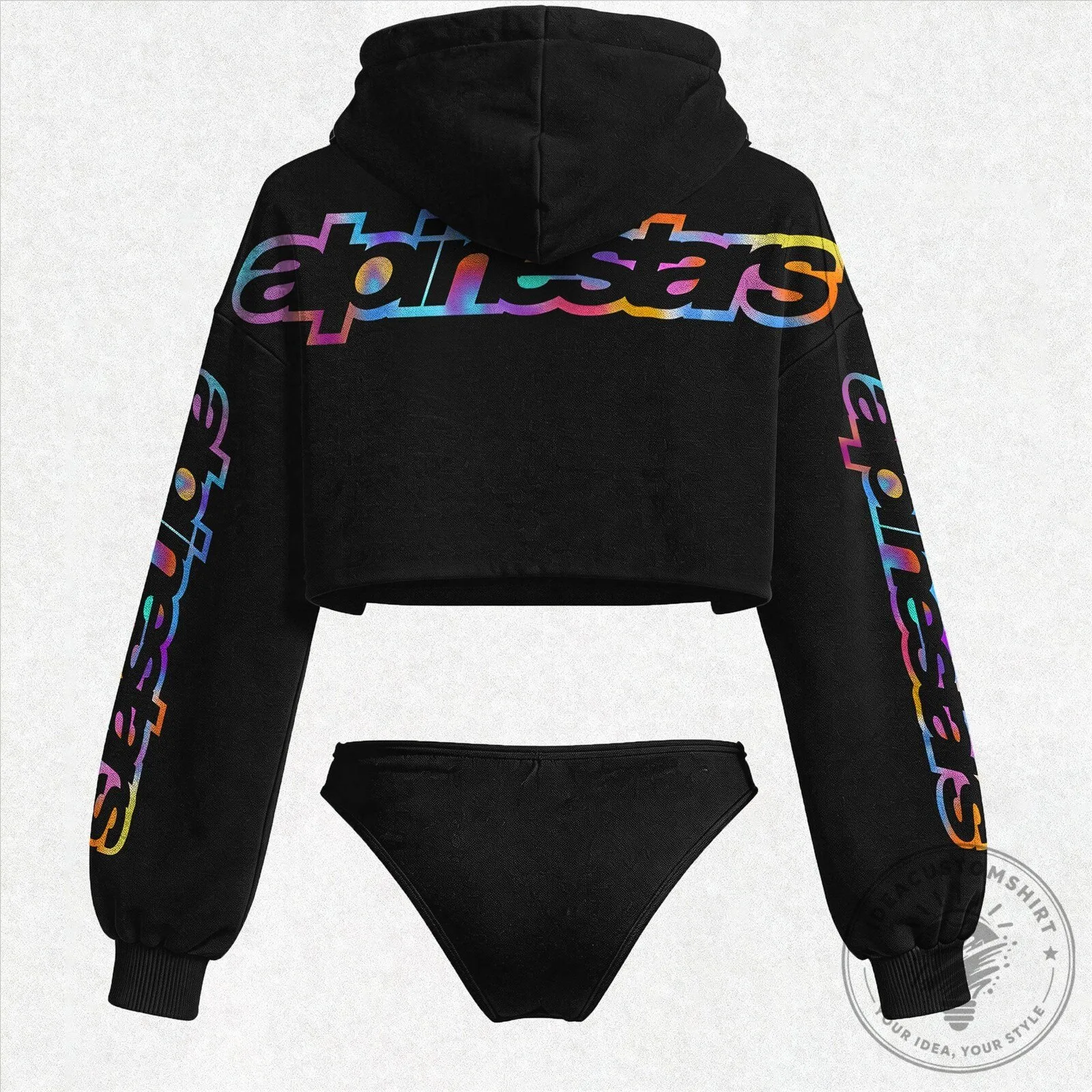 Alpinestars Rainbow Logo Cropped Hoodie and Thong Set for Women 2 Alpinestars Rainbow Logo Cropped Hoodie and Thong Set for Women