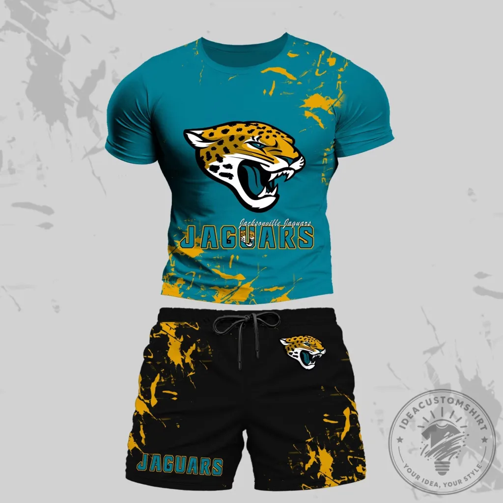 Jacksonville Jaguars Teal Splatter Print T-Shirt and Shorts Set Jacksonville Jaguars Teal Splatter Print T-Shirt and Shorts Set