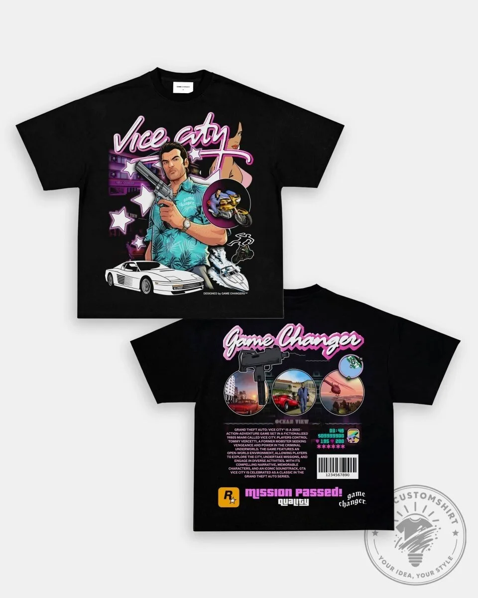 Grand Theft Auto Vice City Game Changer Black Graphic T-Shirt