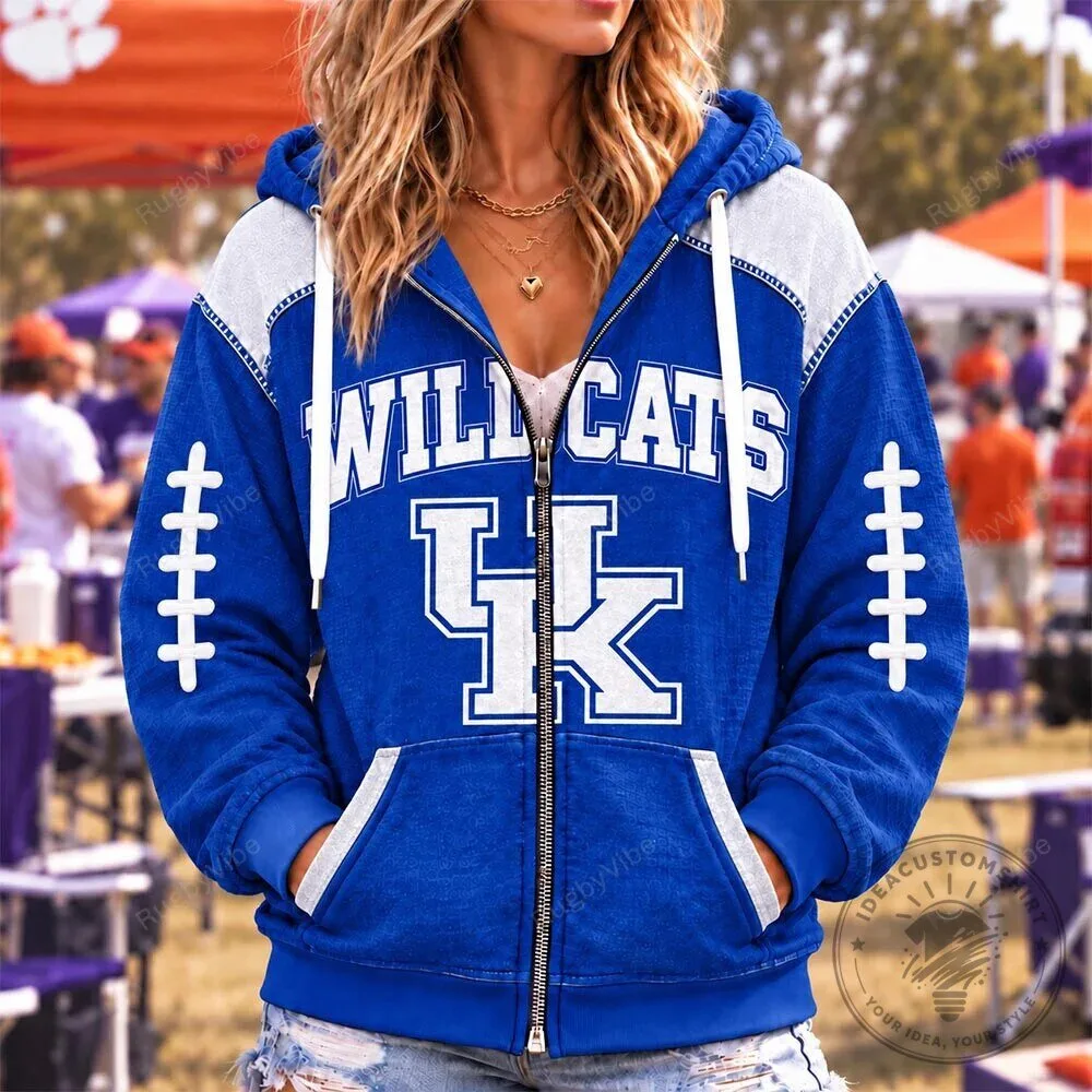 Kentucky Wildcats Football Team Royal Blue Full-Zip Hoodie