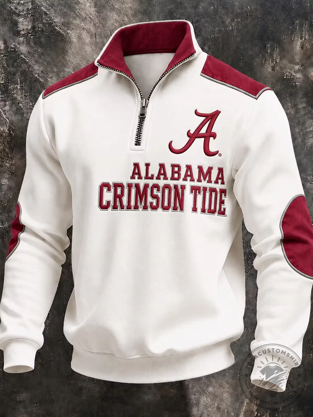 Alabama Crimson Tide Embroidered Quarter Zip Pullover Sweatshirt