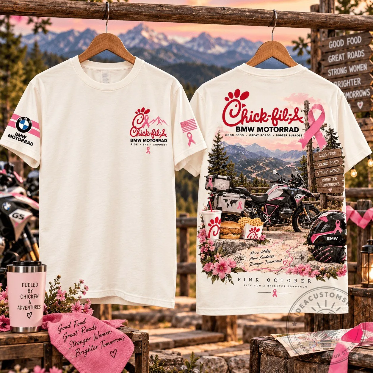 Chick-fil-A BMW Motorrad Pink October Breast Cancer Awareness T-Shirt