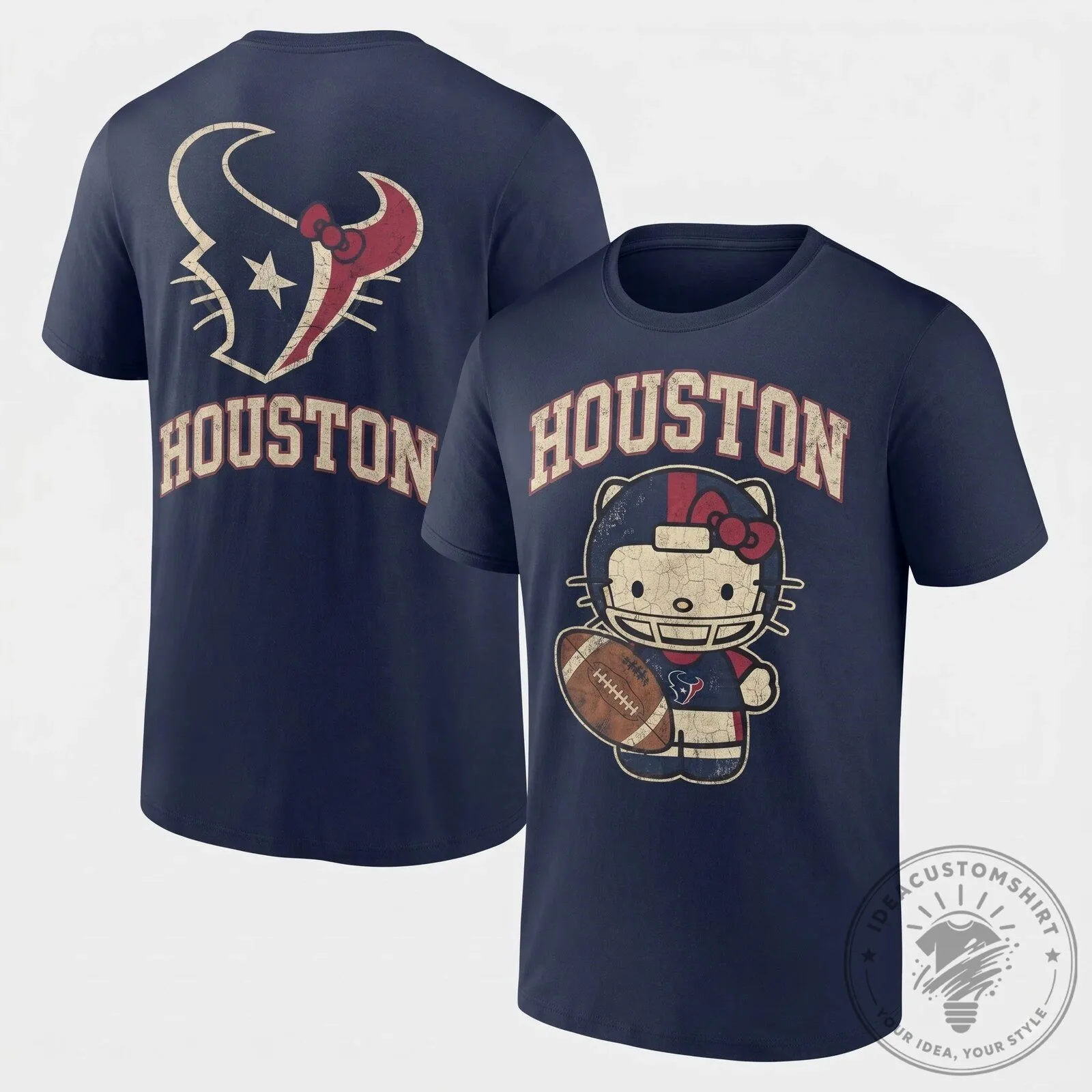 Houston Texans Hello Kitty Football Distressed Graphic Black T-Shirt 11 Houston Texans Hello Kitty Football Distressed Graphic Black T-Shirt