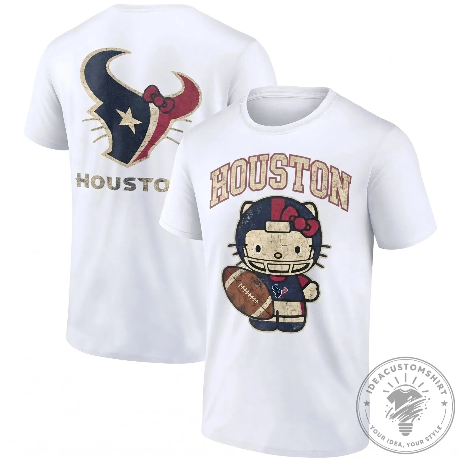 Houston Texans Hello Kitty Football Distressed Graphic Black T-Shirt 12 Houston Texans Hello Kitty Football Distressed Graphic Black T-Shirt