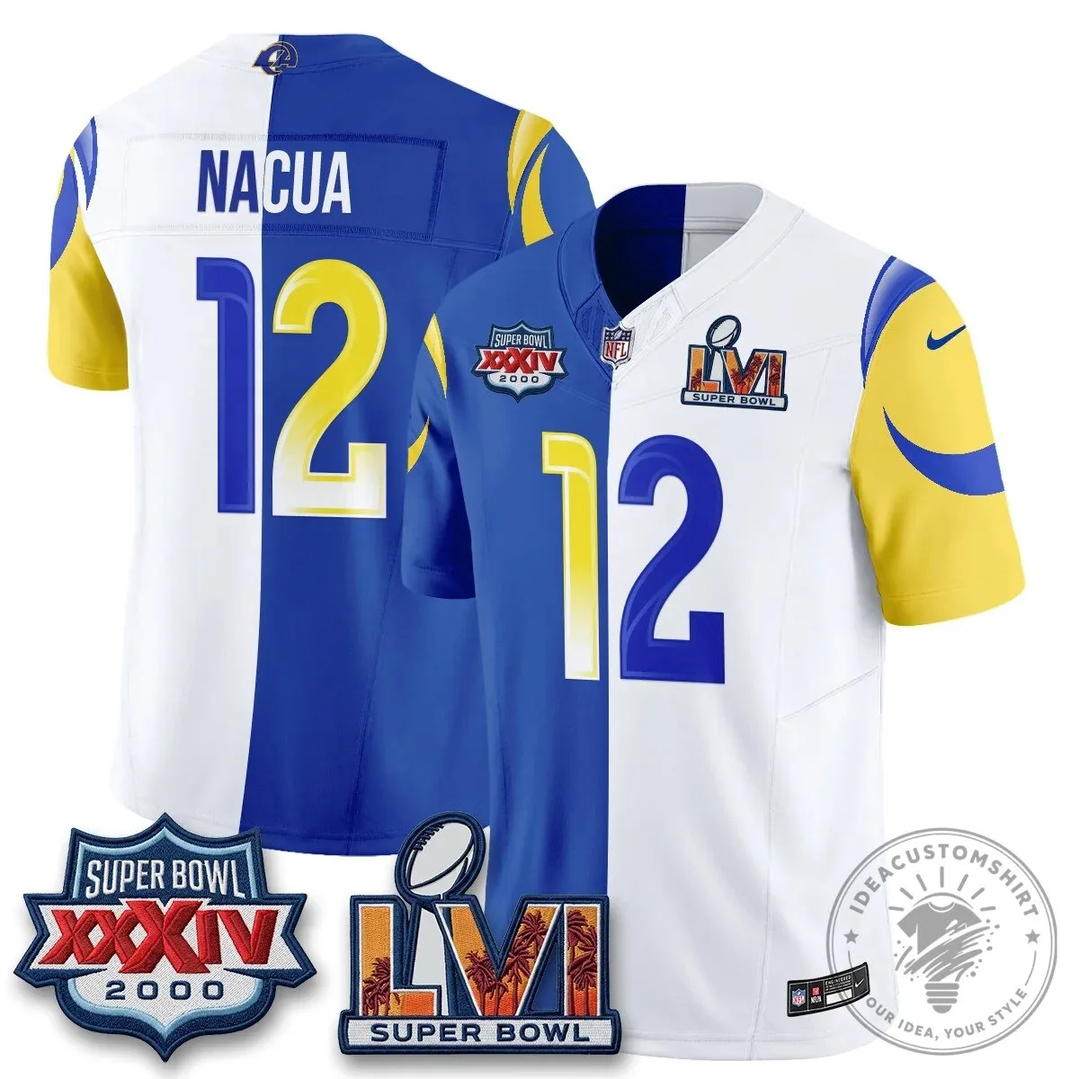 Super Bowl LVI Split Vapor Football Jersey for Los Angeles Rams Fans