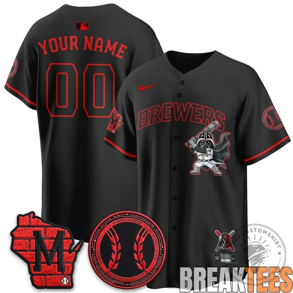 Milwaukee Brewers Star Wars Darth Vader Custom Baseball Jersey