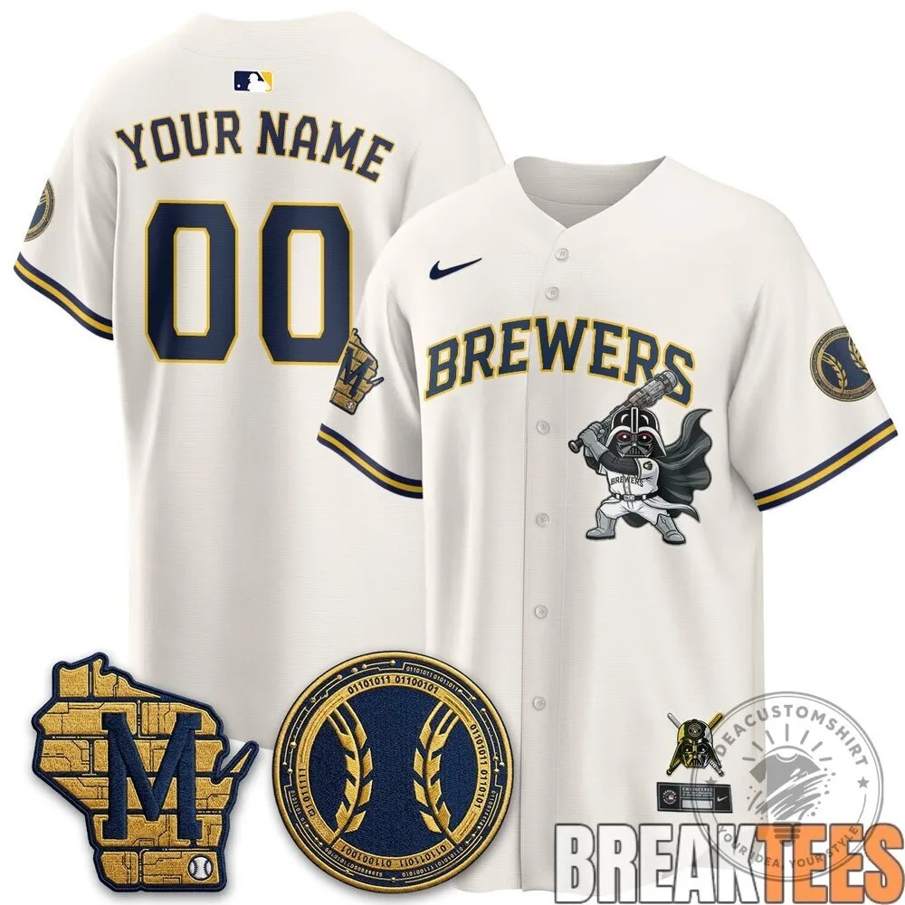 Milwaukee Brewers Star Wars Darth Vader Custom Baseball Jersey 9 Milwaukee Brewers Star Wars Darth Vader Custom Baseball Jersey