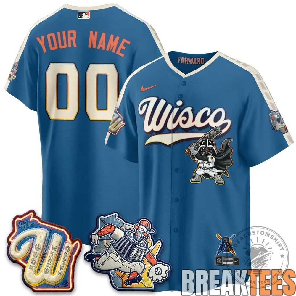 Milwaukee Brewers Star Wars Darth Vader Custom Baseball Jersey 11 Milwaukee Brewers Star Wars Darth Vader Custom Baseball Jersey