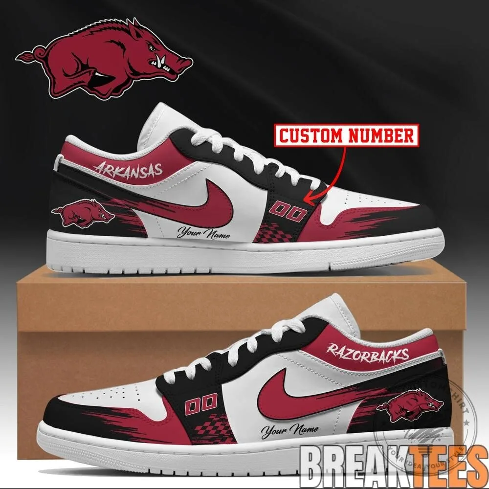 Arkansas Razorbacks Custom Name And Number NCAA Basketball Team Shoes