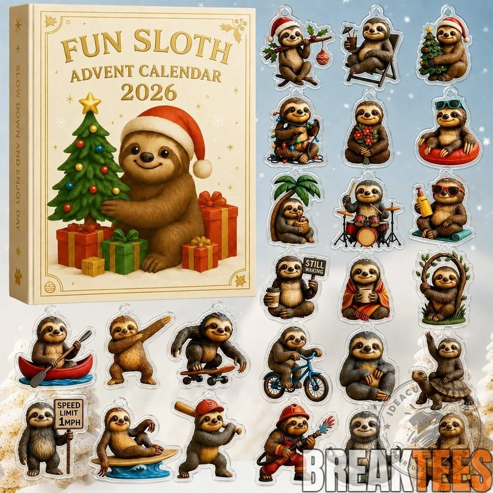 Fun Sloth Advent Calendar 2026 Christmas Holiday Countdown Gift