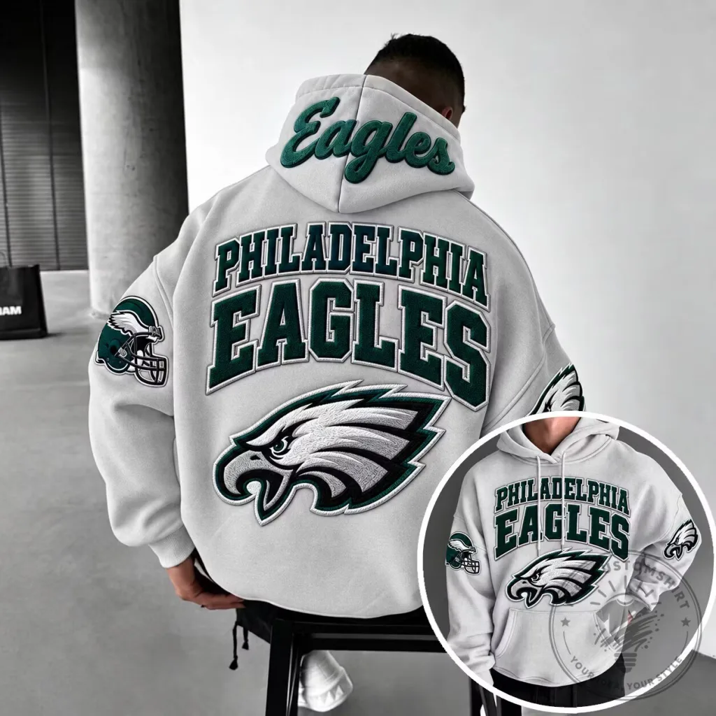 Philadelphia Eagles Football Team Logo White Pullover Hoodie Philadelphia Eagles Football Team Logo White Pullover Hoodie